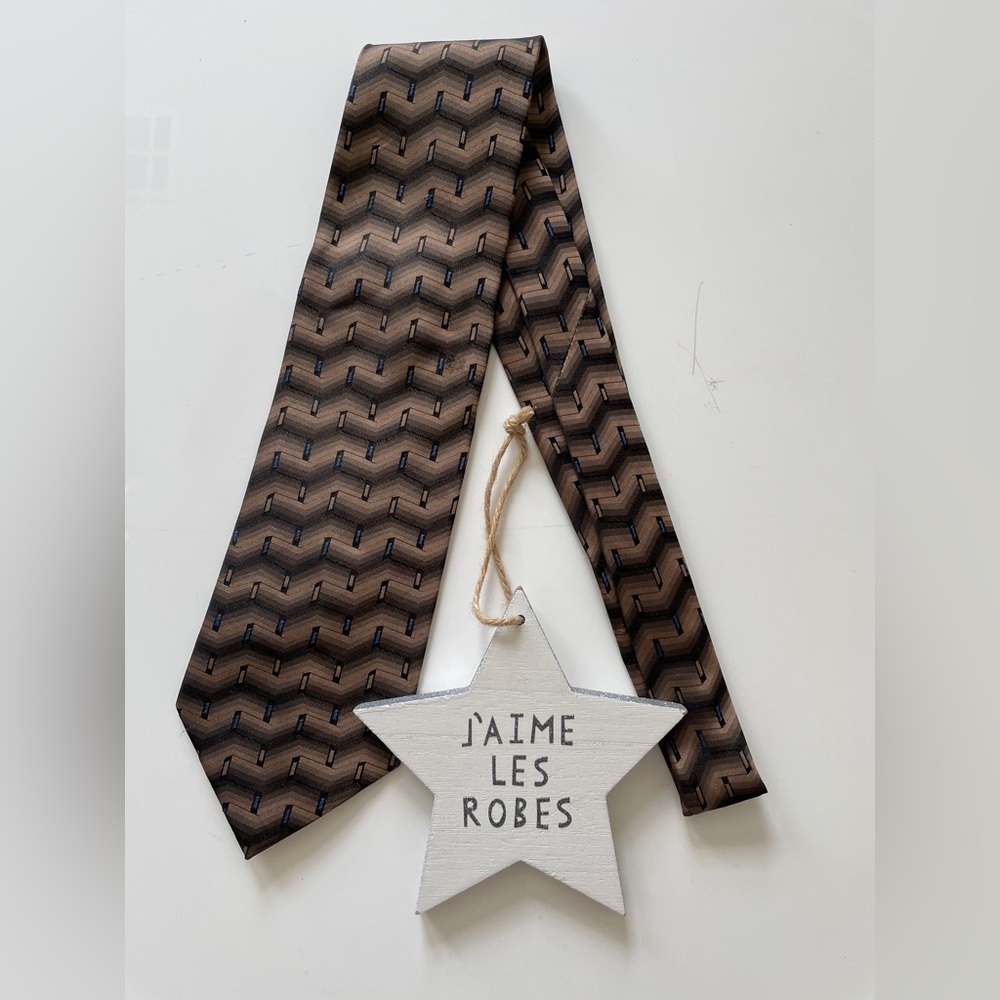 GEORGE Handmade Men’s Brown and Black Zigzag Tie